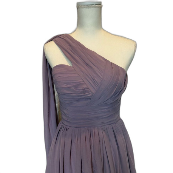 NWOT One Shoulder Formal Dress Prom Bridesmaid Size 2 Lavender Purple Gown - Picture 5 of 8